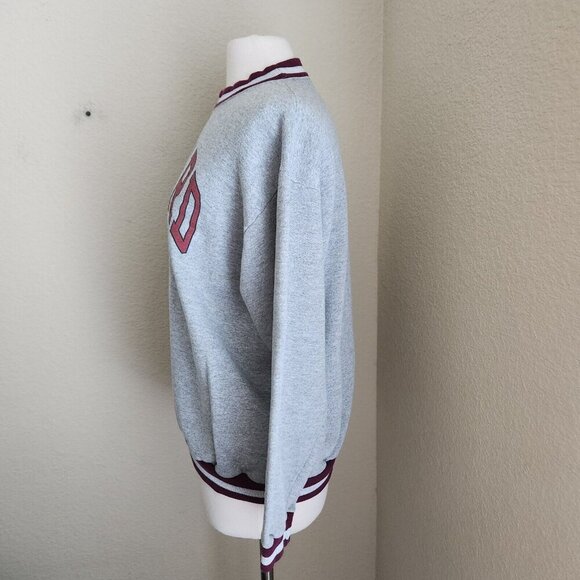 vtg HARVARD Sweatshirt Fleece Hoddie Knit Rib Waistband Cuff Neck bands Striped - Picture 9 of 13